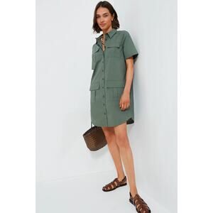 Tuckernuck 100% Cotton Green Nala Short Sleeve Shirt Mini Dress Size Medium